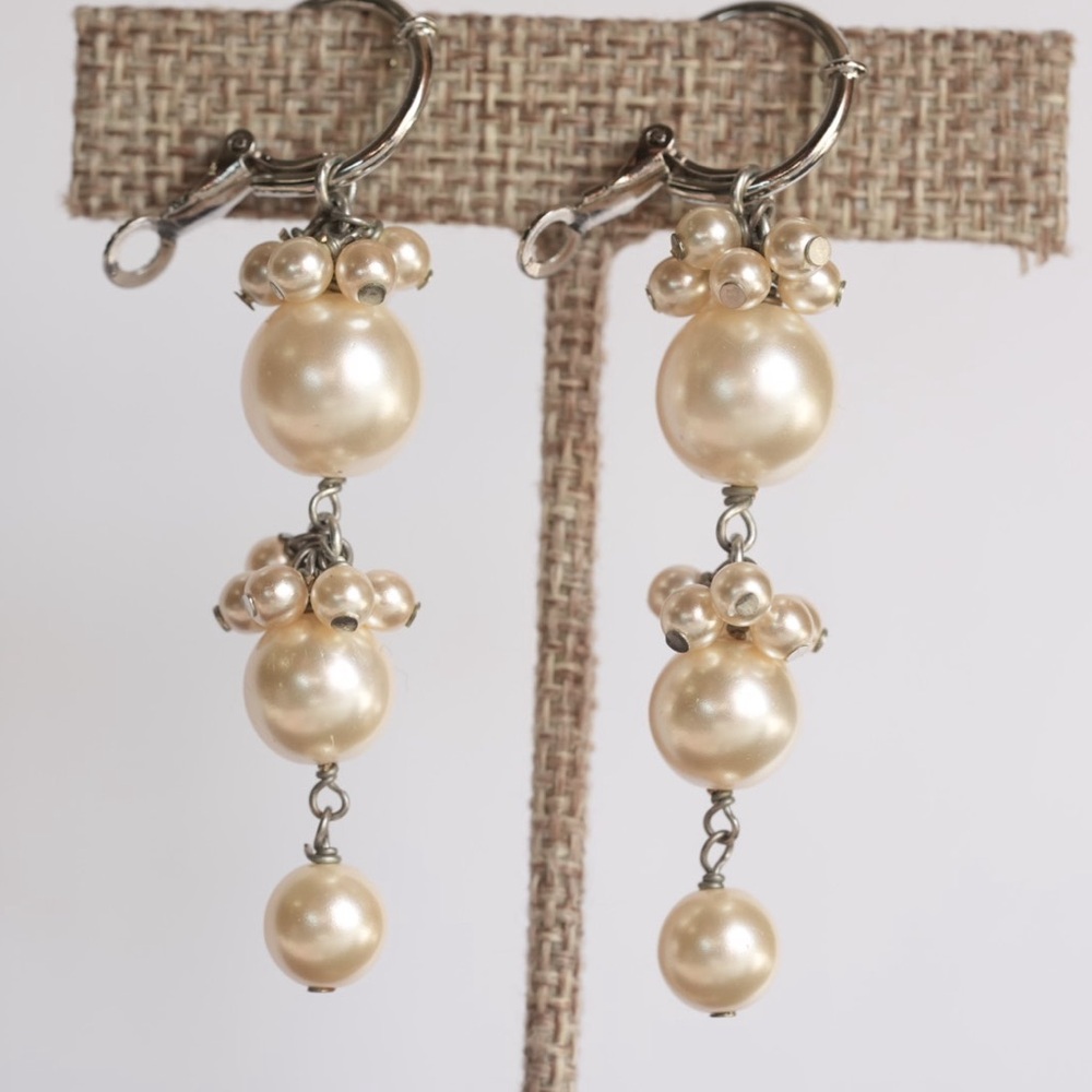 Luxury vintage pearl earrings‎ cluster A36
